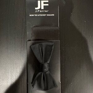 jf j.ferrar Elegant Black Bow Tie & Pocket Square
